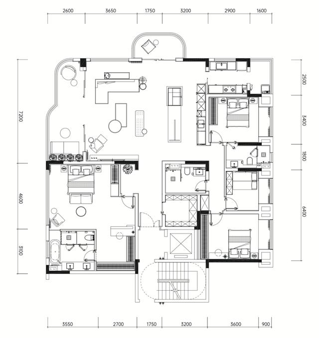 建筑面积约230平方米户型图
